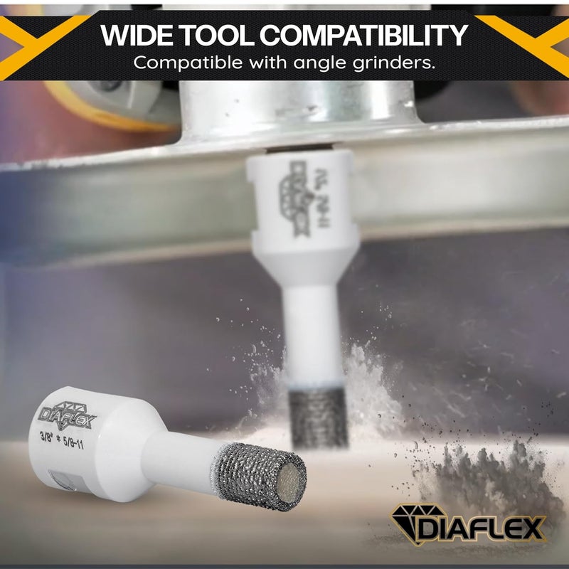 DIAFLEX Premium Brazed Core Bit – 3/8" Diamond Hole Saw for Porcelain, Ceramic, Stone, Dekton – 5/8"-11 Thread – Fast Clean Cuts – Vacuum Brazed – Wet or Dry Use - Image 5